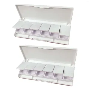 Garrafas de armazenamento 2x Caixa de contêiner de reciclagem vazia DIY 6 Grades Paleta de aquarela de maquiagem de caixa de sombra para os olhos para cosméticos