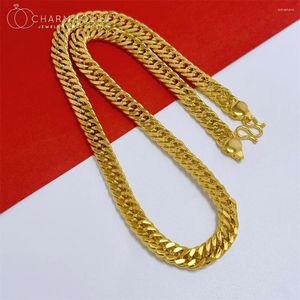 Kedjor gult guld pläterade långa halsband för män 5/8/10mm länkkedja 24 tum krage choker homme hip hop smycken tillbehör grossist