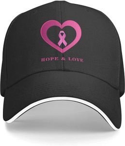 Hope Love Cancer Awareness Baseball Cap da Baseball Men Women Regolable Plain Pad Caponi a basso profilo Solido Black 240322