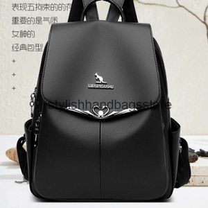 Backpack Style Fashionable and casual backpack versatile soft leather Korean version bag womens shoulder trendy student lightweight for women H240403