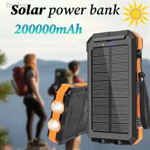 Mobiltelefon -Strombanken 200000mah Neue tragbare Solarkraftbank Dreifachschutz externe Batterie leistungsstarke LED -Leuchte Dual USB Netzteil 2443