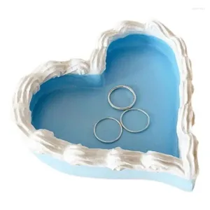 Decorative Figurines Heart Jewelry Tray Earring Holder Resin Organizer For Rings Necklaces Earrings Christmas Valentine's Day Gifts