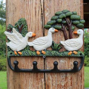 Ganchos Ferro forjado Três patos rack rack de parede de parede de parede key touch tound hengher gancho prático country rural decoração de casa rural