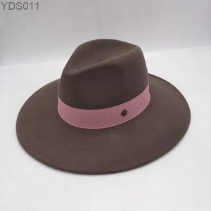 Wide Brim Hats Bucket 100% Wool Panama Hat Coffee Cotton Fedora Womens Classic Band Porkpie Church Derby Party yq240403