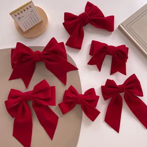 1 st sammet Bow Hair Clip Elegant Bow Tie Hairn Pins Vintage Barrettes for Women Girls Black Wine Röd hårnålar Hårtillbehör
