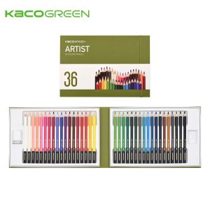 Pencils Kaco 36Pcs/Lot Color Pencil 4.0MM Oil Refill Thicken Wood Pencils PEN Drawing Stationery Set Art Supplies School Office Tools