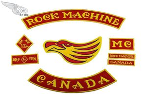 Rock Machine High Quality Brodery Patches Iron On Motorcykelcyklist för kläder Large Patch Custom Rocker3311220003030