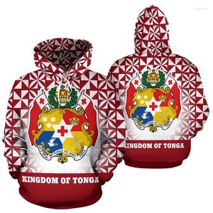 Herrtröjor 3D -vapensköld tapan Tonga National Day Polynesian Printing for Men Children mode topp huvtröja pullover