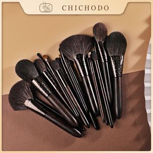 Chichodo makijaż makijażu pędzellusurous rzeźbiony rurka Ebony uchwytu dla zwierząt Seria włosów 20pcs naturalne szczotki kosmetyczne setbeauty narzędzia 240403