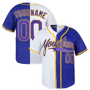 Customizable dark Blue/White Split Fashion Baseball Jersey Personalized Name/number print stitched