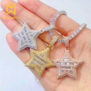 Sier Star Star Moissanite Подвесной ожерелья для мужчин настоящий бриллиантовый ожерелье Женщины -ювелирные украшения с GRA с GRA