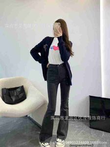 Designer South Oil High end Women's Autumn New Back Bow Design Versatile Girls' Style Elastic Micro flared Pants 7R1A