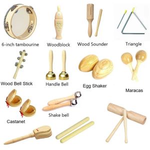 Trämusikinstrument för barn Montessori Education Toy Natural Wood Music Instruments Set for Newborn Babies 0 12m