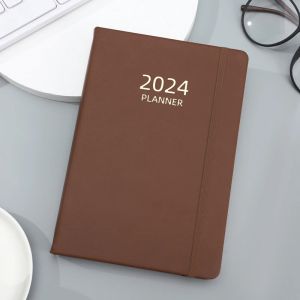 Notebook 2024 Pianificatore quotidiano Notebook A5 IMITAZIONE PIELLA MENTRIA Scheda mensile Note Book Elastic Band Borepad Agenda Book Stationery