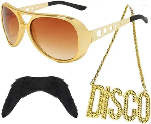 Party Supplies Pesenarhippie Costume Accessorie Disco Necklace Solglasögon Mustasch 60S 70S Accessories Hippie Glasses Theme