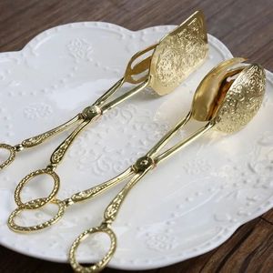 Food Tong Gold-plated Snack Cake Clip Salad Bread Pastry Clamp Baking Barbecue Tool Fruit Salad Cake Clip Kitchen Utensils