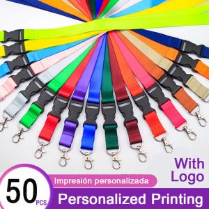 Accessories 50pcs/lot Custom Printed Lanyard For Keys Badge Holder Staff Cards My Logo Company Name Personalized Printing With