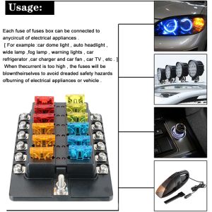 For Vehicles Car Marine Fuse Box Holder 32V 100A LED Indicator Light 6 / 12 Ways Blade Fuse Block Truck Automotive Electronics