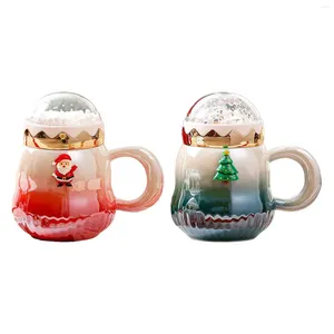 Tasse Weihnachten Kaffeetasse 500 ml mit Griff und Deckel Espresso Latte Festliche Milchschokoladensaft für Weihnachten Familie