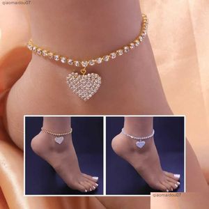 Anklets 2023 Ny trend Gold Crystal Heart Shaped Armband Womens Charm glittrande Zircon Foot Chain Luxury Jewelry Giftl2403 Drop Deli Dhhlc