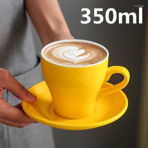 Mugs Colorful Ceramic Latte Cup Tulip Card Cloth Floral American Nordic Style Creative 350ml Mug Coffee Milk