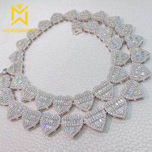 Heart Moissanit Halsketten S sier Cuban Link Chain Choker Real Diamonds für Frauen Männer Pass Tester mit Gra Free Ship