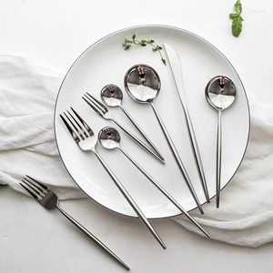 Flatware Sets Cutlery Silver Glod Stainless Steel Set Fork Spoon Knife Dessert Dinner Serving Tableware