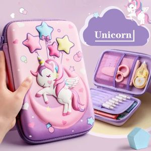 Bags Unicorn Pencil Case 3D EVA Embossing Pens Box Stationery Ruler Pouch for School Girl Erasers Holder Gift Bag Cute Organizer Pink