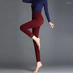 Женские брюки, модные однотонные брюки, повседневная женская одежда, Pantalon Femme, зимние кашемировые брюки с высокой талией, теплые осенние утолщенные брюки-карандаш 23866