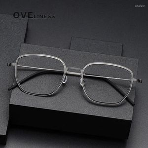 Óculos de sol Quadros 2024 Óculos de titânio puro moldura Men quadrado óculos clássicos clássicos de prescrição óptica completa Óculos