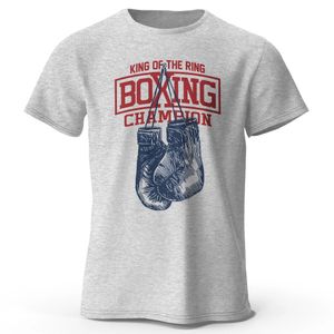 King of the Ring Boks Şampiyonu Erkekler İçin Baskılı Tişört Kadınlar Vintage Gym Giyim Üstleri Tees 240321