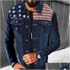 Mens jaquetas jaqueta jeans casual casual algodão puro slim fit street elegante motocicleta jean streetwear homens casacos de entrega de entrega de vestuário ott7m