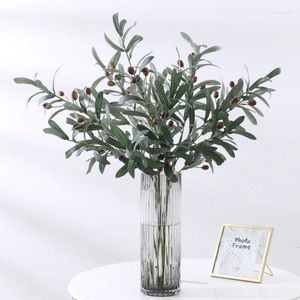 Decorative Flowers 1PC Artificial Olive Green Leaves Tree Branches Christmas Fruit Fake Plants Po Props Home Wedding Decortion Silk