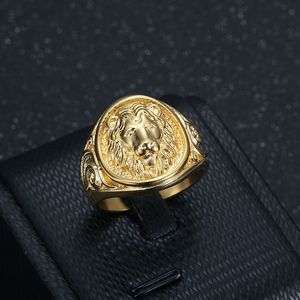 Hip Hop Casting Animal Ring Alto polido Jóias de ouro em aço inoxidável