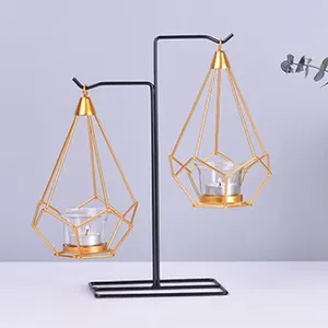 Candle Holders JFBL Wedding Centerpieces Candlestick Geometric Gold Glass Iron Holder For Cup Candles Home Decoration Candelabra