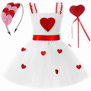 Småbarn Baby Girls Valentines Day Princess Dress Sweet Love Heart Tutu Dresses Kids Wedding Birthday Party Costume 240326