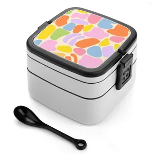 Stoviglie Forme pastello Bento Box Scuola Pranzo per bambini Contenitore rettangolare a tenuta stagna Modello stile indie Superficie moderna