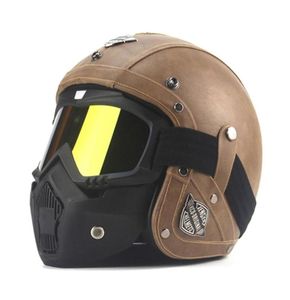 NUOVO Casco motociclistico in stile tedesco retrò in stile tedesco 34 Casco a faccia aperta Four Seasons Cruiser Biker Moto Dot Glasses Mask8969035