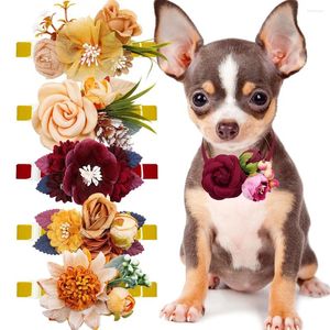 Dog Apparel 10PCS Flower Style Bowtie Thankgiving Day Small Cat Bow Tie Collar For Dogs Grooming Accessories Pet Supplies