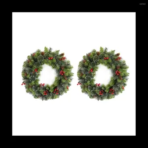 Fiori decorativi Christmas Ghirnath Pine Ago di frutta rossa Disposizione anteriore Porta appesa 40 cm