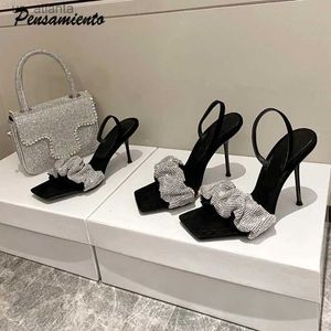 Scarpe eleganti 2021 Star Style Luxury Sinestones Women Sandals Elegant Stiletto Teli Slingback Gladiator Sandals Summer Party Prom Scarpe H240403