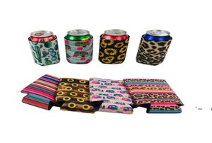 Leopard burkar ärm Neoprene Bar Beverage Cooler Collapsible Slim Can Beer Insolatorer Premium Cola Soda Bottle Koozies Cactus Owb65340339