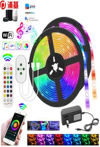 5m LED -strip Light WiFi 5M LED -ljus 5050 färgad 2835 Strip LED -remsa flexibel lampband band wifi controllerapter8783812