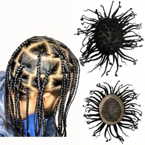 TOUPEEES BRAZILIAN VIRGIN HAIR交換8x10 Braids Toupee Mono Lace Unit for Black Men