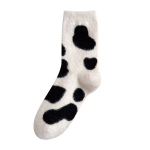 Cute Warm Cozy Womens Winter Socks for Women Winter Cashmere Long Funny Fluffy Fuzzy Woman Floor Cow Print Slipper Thermal Socks