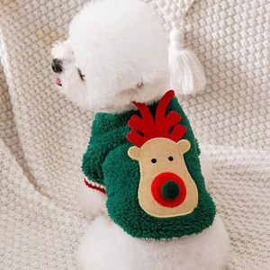 Dog Apparel Christmas Clothes Cute Elk Fleece Teddy Winter Warm Pet Festive Two Leg Pullover Puppy Birthday Gift