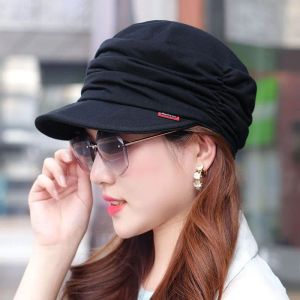 Women Adjustable Hat Short Brim Warm Foldable Earflap Solid Color Cap Spring Turban Visor Hat Daily Sunshade Head Wear Clothing