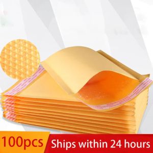 Mailers 100PCS/set Kraft Paper Bubble Envelopes Bags Different Specifications Mailers Padded Shipping Envelope With Bubble Mailing Bag