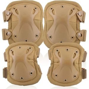 4Pcs Military Knee & Elbow Pads Tactical Protective Gear Army Airsoft Paintball Combat Knee Elbow Protector Hunting Hiking Gear