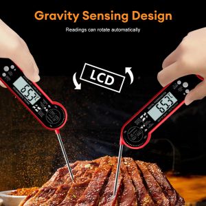 Termômetro de carne de luz de fundo com o medidor de temperatura do sensor de gravidade com o medidor de temperatura dobrável do abridor de garrafas para alimentos